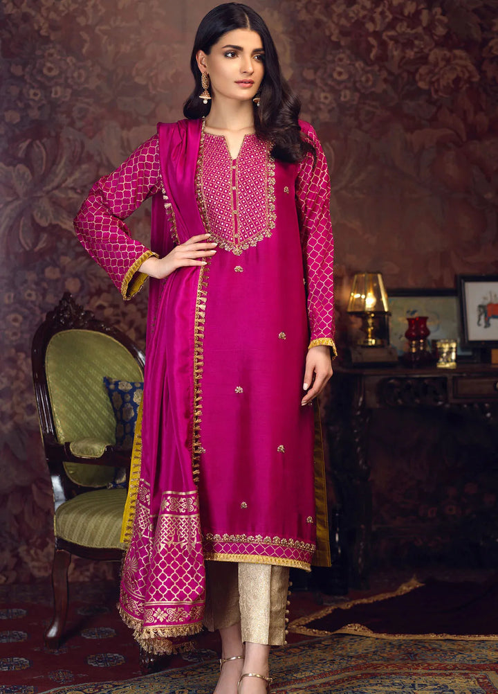 Zaaviay Pret Embroidered Raw Silk 3 Piece Suit Deeba