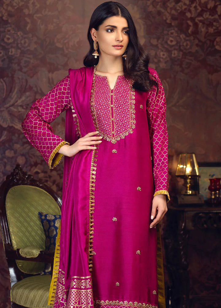 Zaaviay Pret Embroidered Raw Silk 3 Piece Suit Deeba