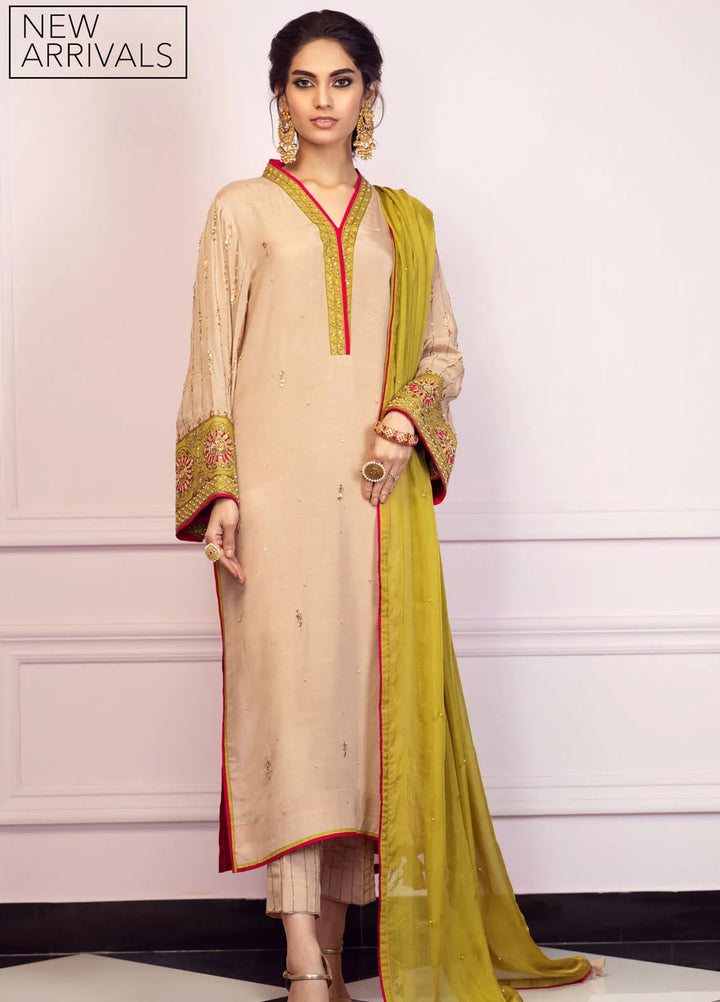 Zaaviay Pret Embroidered Raw Silk 3 Piece Suit Kangan