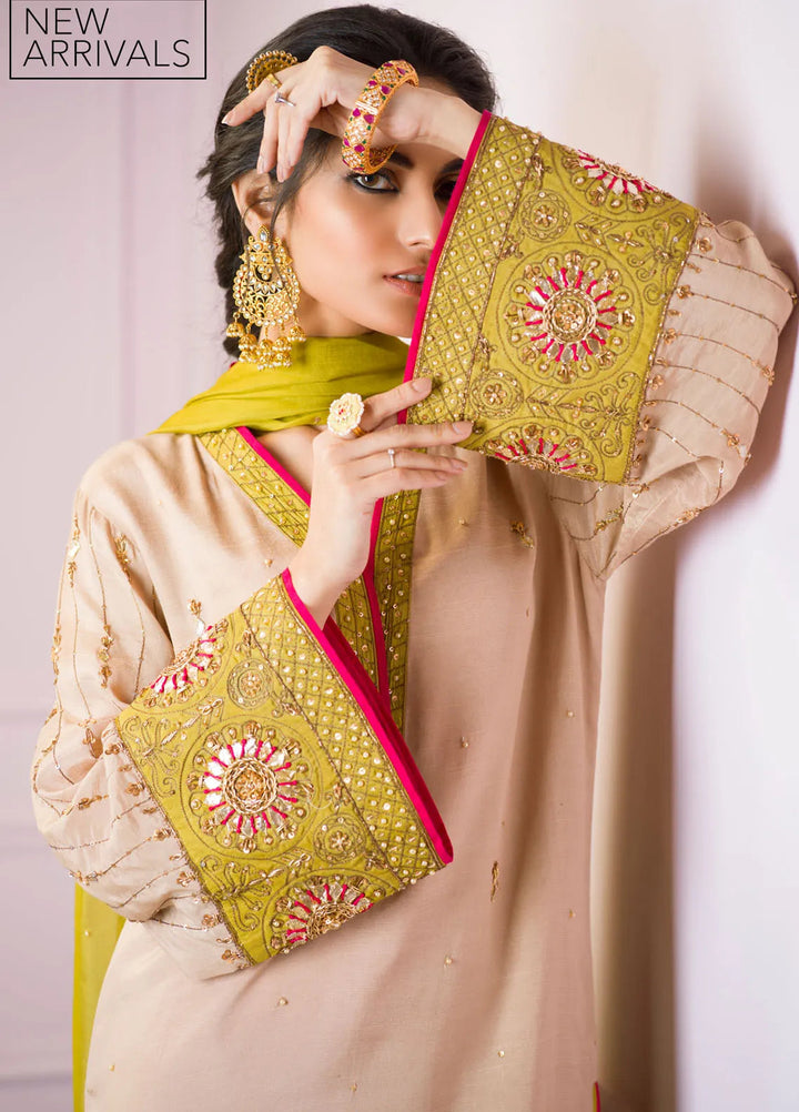 Zaaviay Pret Embroidered Raw Silk 3 Piece Suit Kangan
