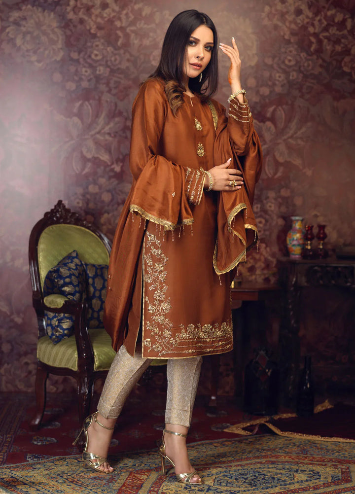 Zaaviay Pret Embroidered Raw Silk 3 Piece Suit Maya A