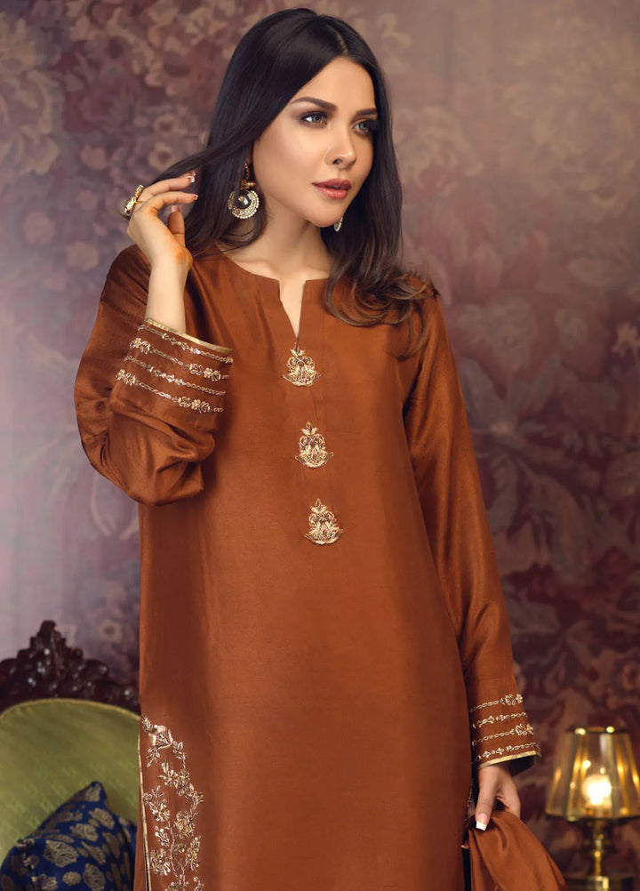 Zaaviay Pret Embroidered Raw Silk 3 Piece Suit Maya A