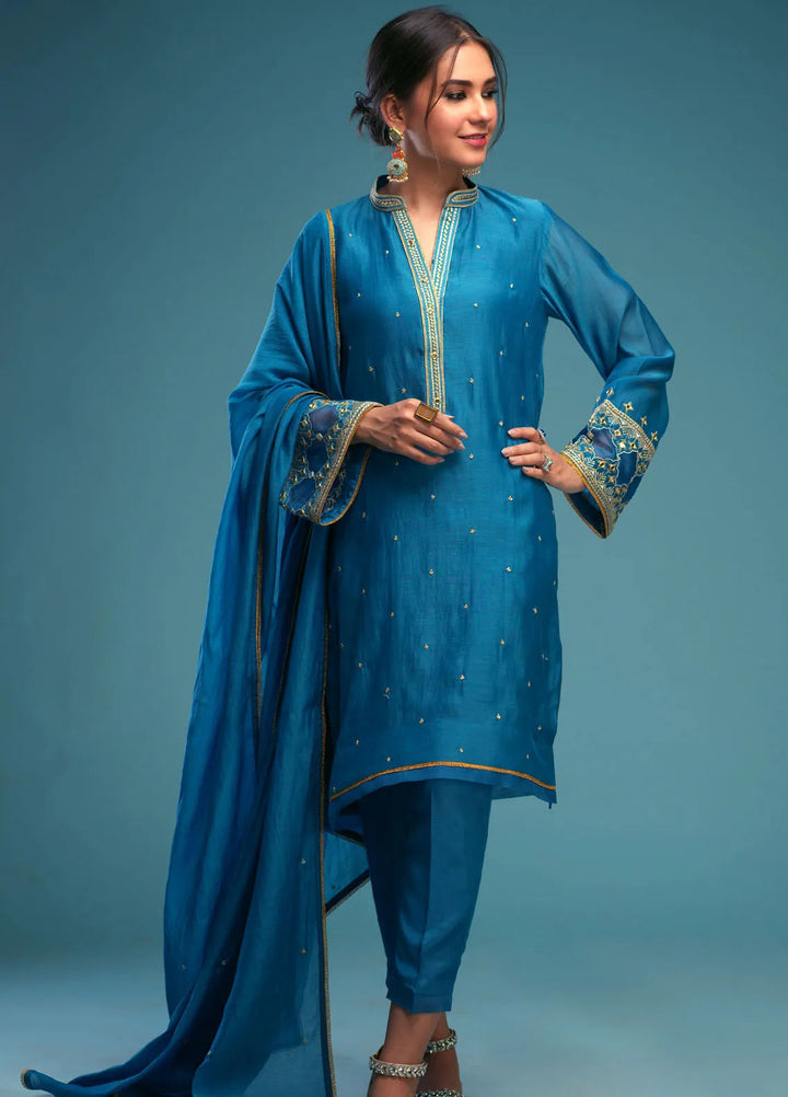 Zaaviay Pret Embroidered Raw Silk 3 Piece Suit Minza