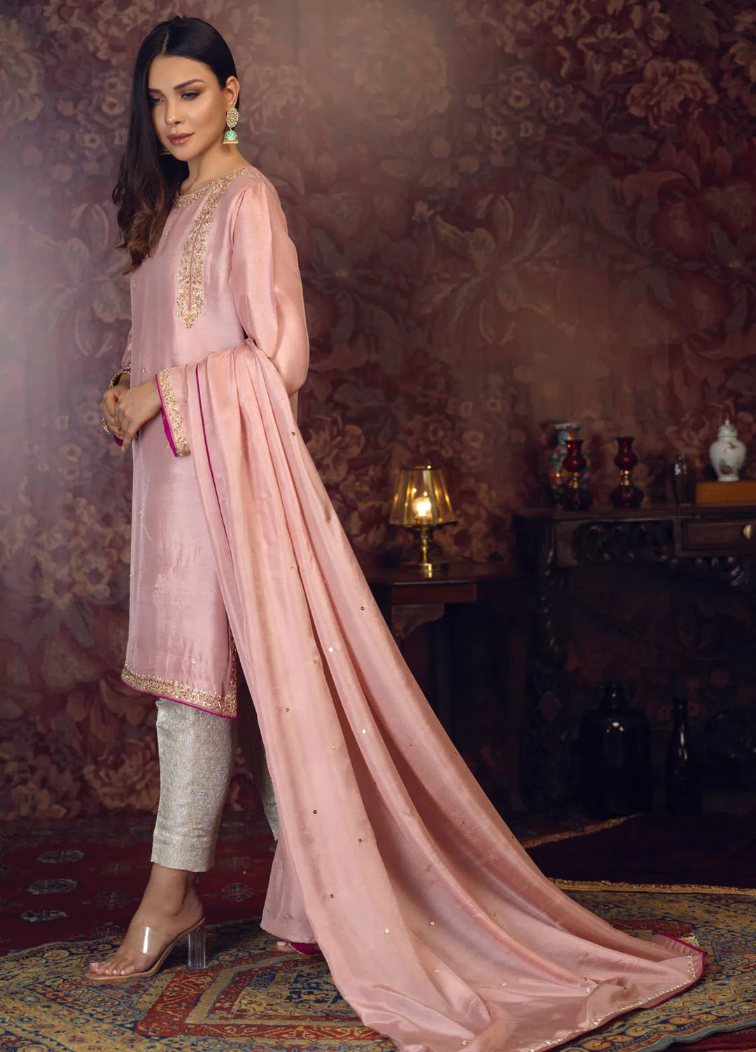 Zaaviay Pret Embroidered Raw Silk 3 Piece Suit Nazm