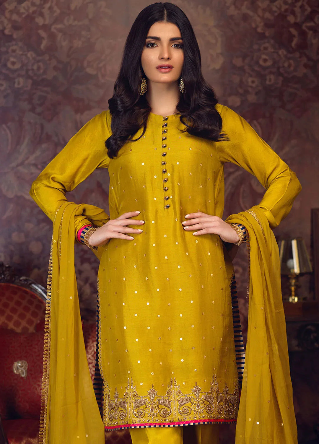 Zaaviay Pret Embroidered Raw Silk 3 Piece Suit Noori