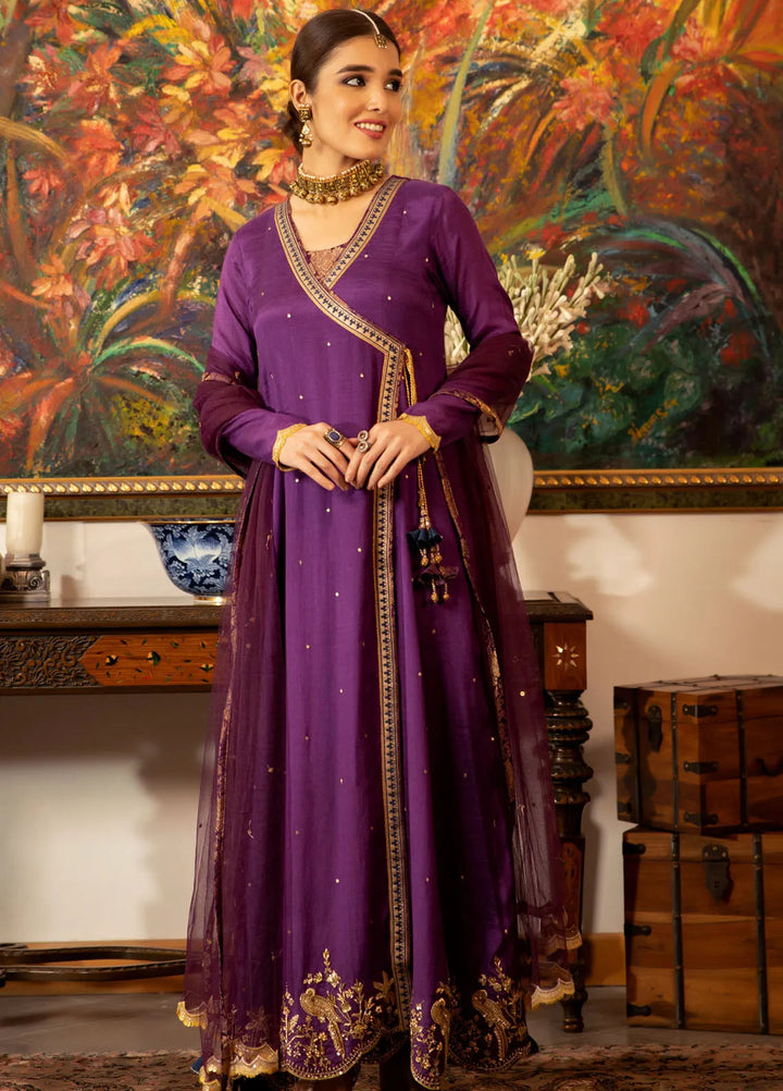Zaaviay Pret Embroidered Raw Silk 3 Piece Suit Rang Rasiya