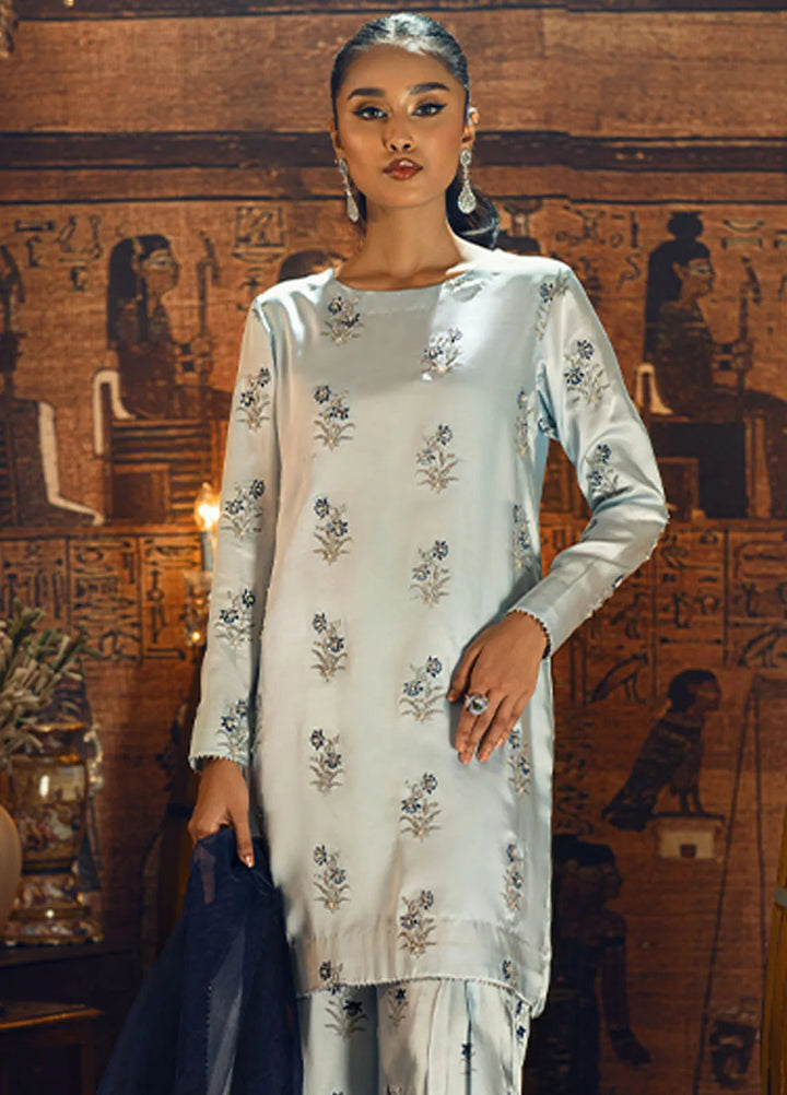 Zaaviay Pret Embroidered Shamooz Silk 3 Piece Suit Hieroglyph