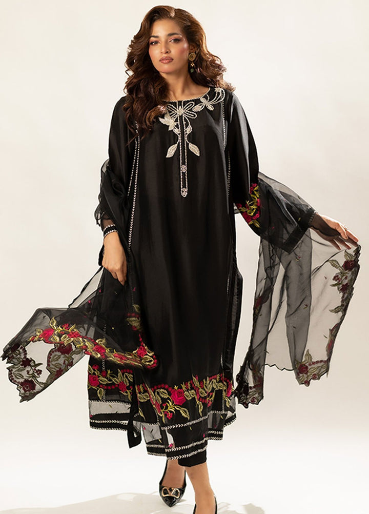 Zaaviay Pret Embroidered Sheesha Silk 3 Piece Suit Midnight Gardens