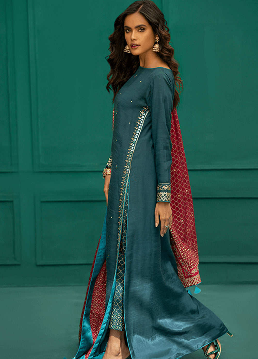 Zaaviay Pret Embroidered Raw Silk 3 Piece Suit Meraki