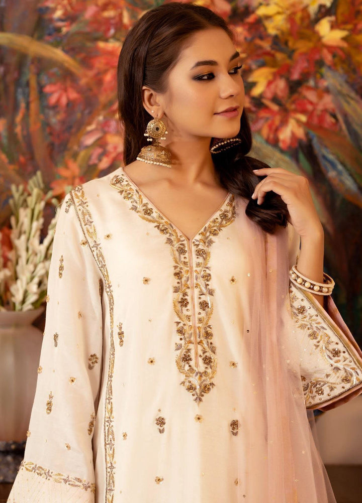 Zaaviay Pret Embroidered Raw Silk 3 Piece Suit Laung Da Lashkara