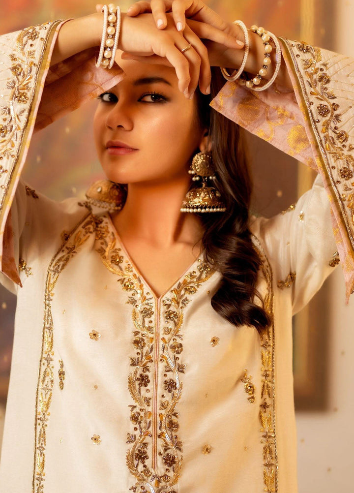 Zaaviay Pret Embroidered Raw Silk 3 Piece Suit Laung Da Lashkara