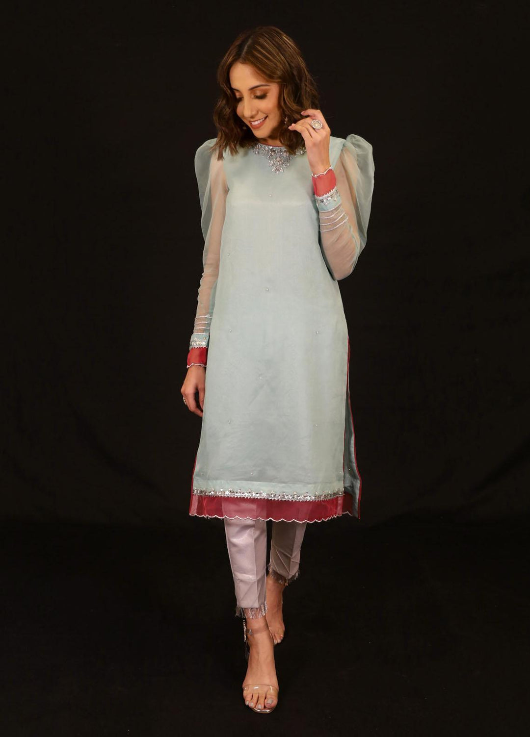 Zaaviay Festive Pret  Organza Shirt Niran ZNL-007