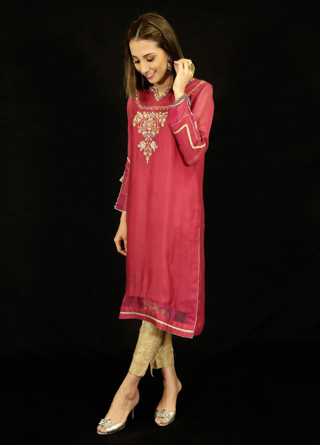 Zaaviay Festive Pret  Khaadi Net Shirt Shokh ZEC-011