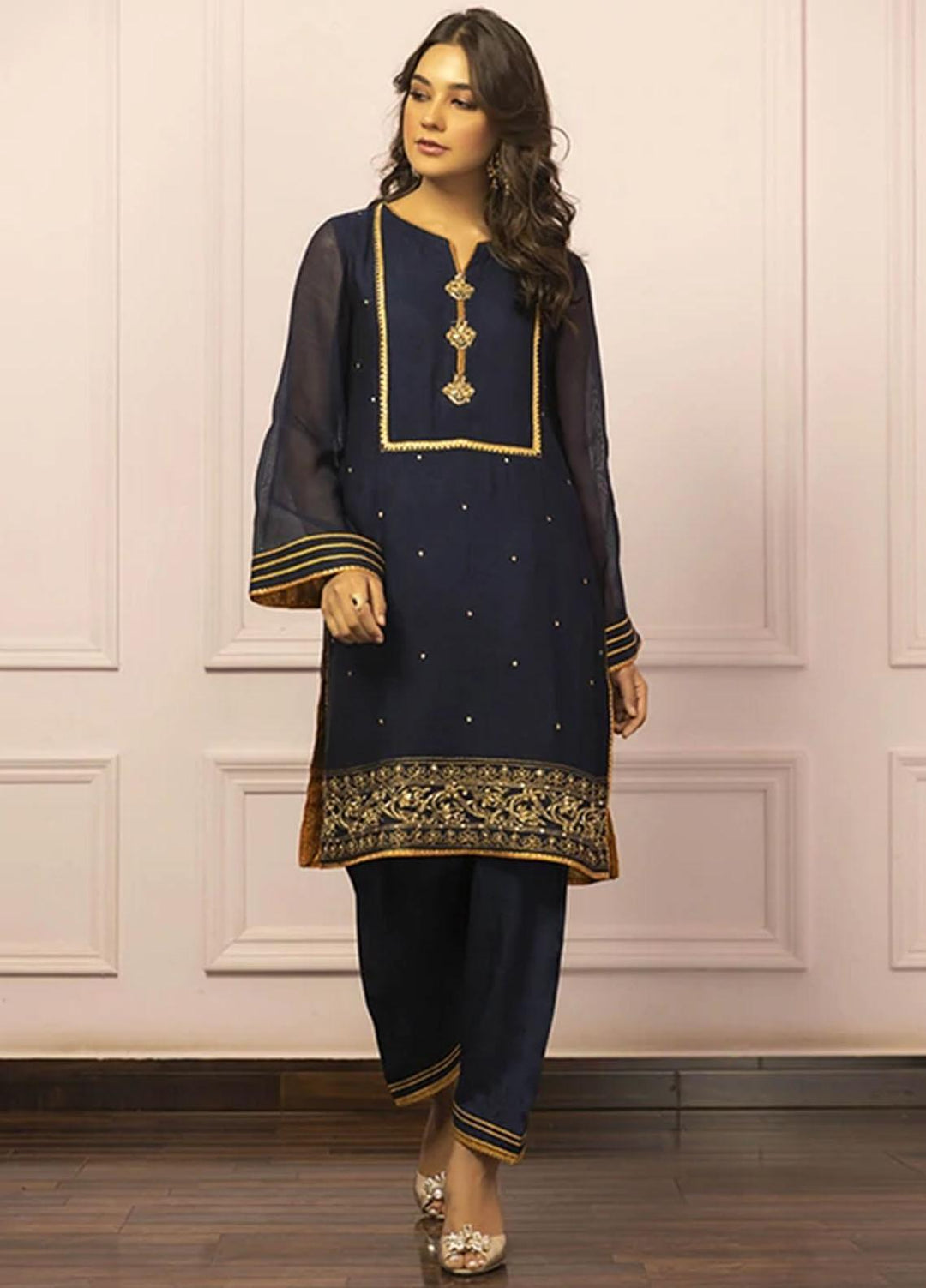Zaaviay Luxury Pret  Khaadi Net 2 Piece Dress ZV22PF NEELA