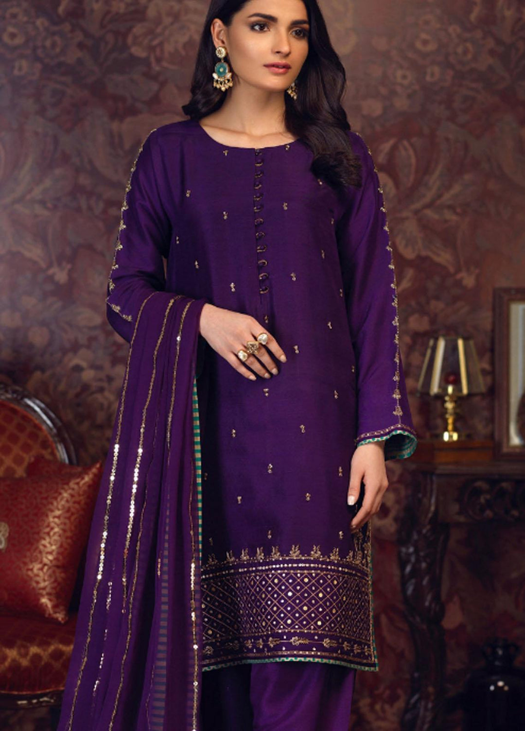Zaaviay Pret Embroiderd Raw Silk  2 Piece ZV21RW ZAU-0006 Meher