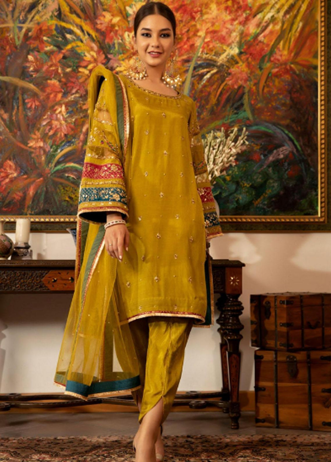 Zaaviay Pret Embroiderd Raw Silk  3 Piece ZV21RW ZNC-003 Mehendi Ki Raat