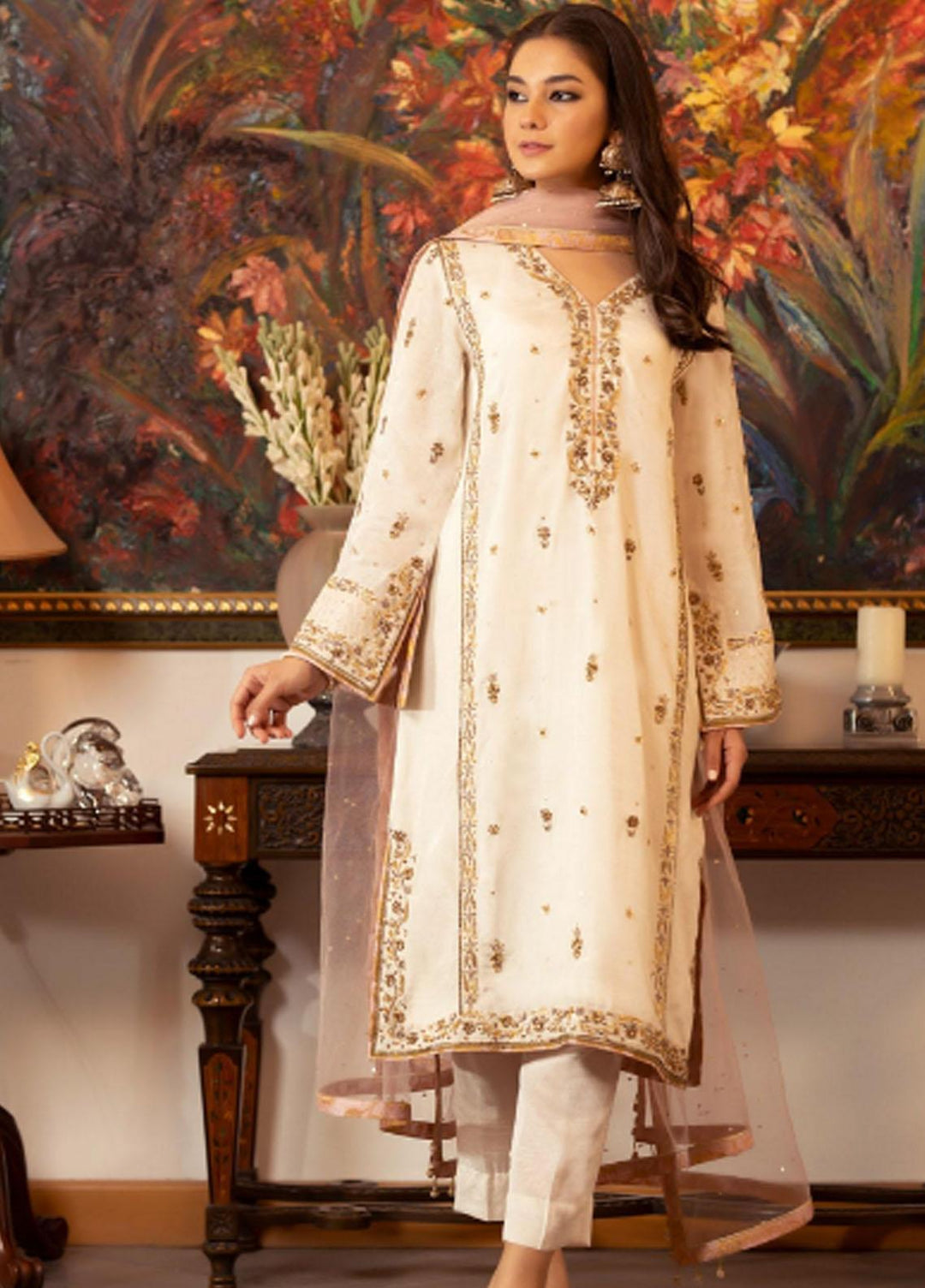 Zaaviay Pret Embroiderd Raw Silk  3 Piece ZV21RW ZNC-012 Laung Da Lashkara
