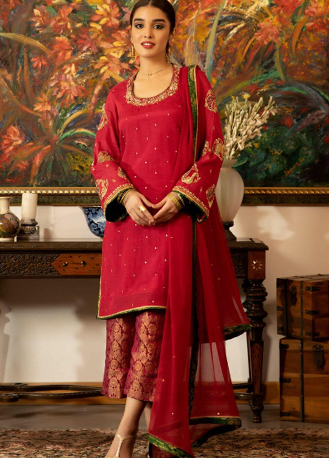 Zaaviay Pret Embroiderd Raw Silk  3 Piece ZV21RW ZNC-015 Bari Barsi