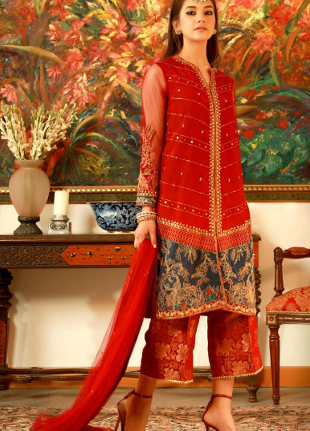 Zaaviay Pret Embroiderd Raw Silk  3 Piece ZV21RW ZNC-017 Din Shagna Da