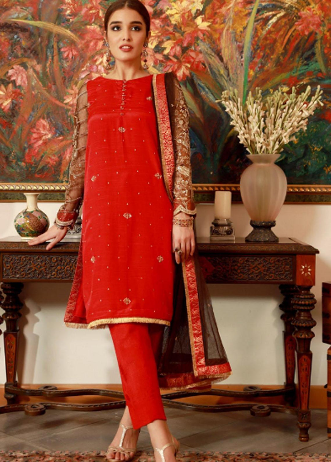 Zaaviay Pret Embroiderd Raw Silk  3 Piece ZV21RW ZNC-018 Gal Mithi Mithi