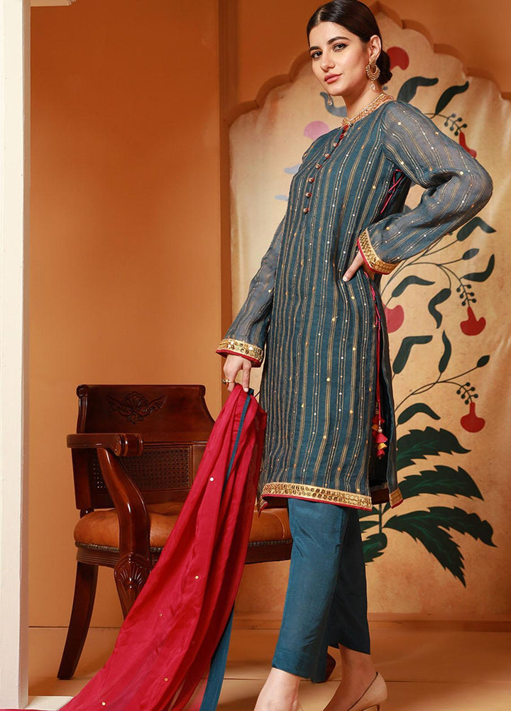 Zaaviay Luxury Pret Embroidered Cotton Net 3 Piece Dress Sassi