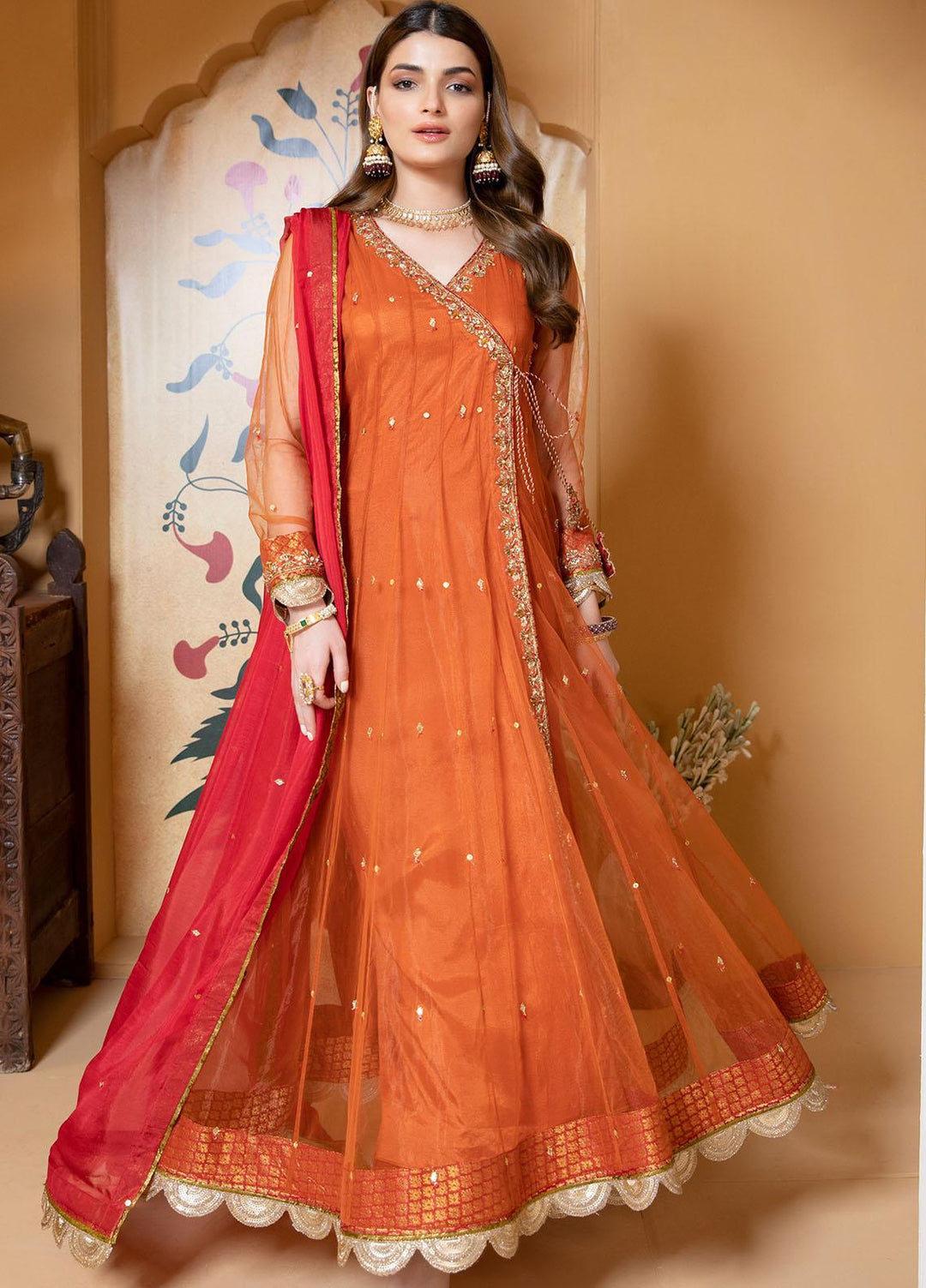 Zaaviay Luxury Pret Embroidered Net 3 Piece Dress Sitar