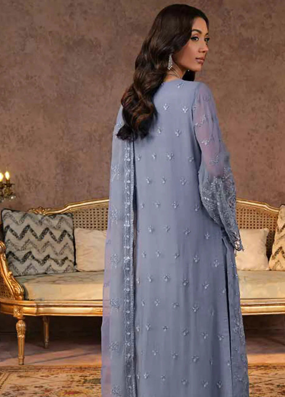 Zabaish by Lavish Embroidered Chiffon Suit Unstitched 3 Piece LVP24ZC D-01 Periwnkle - Formal Collection