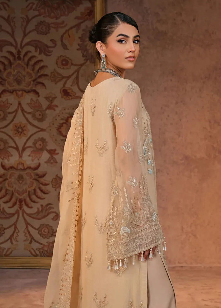 Zabaish by Lavish Embroidered Chiffon Suit Unstitched 3 Piece LVP24ZC D-08 Beige - Formal Collection