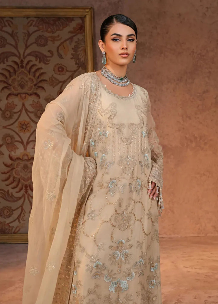 Zabaish by Lavish Embroidered Chiffon Suit Unstitched 3 Piece LVP24ZC D-08 Beige - Formal Collection