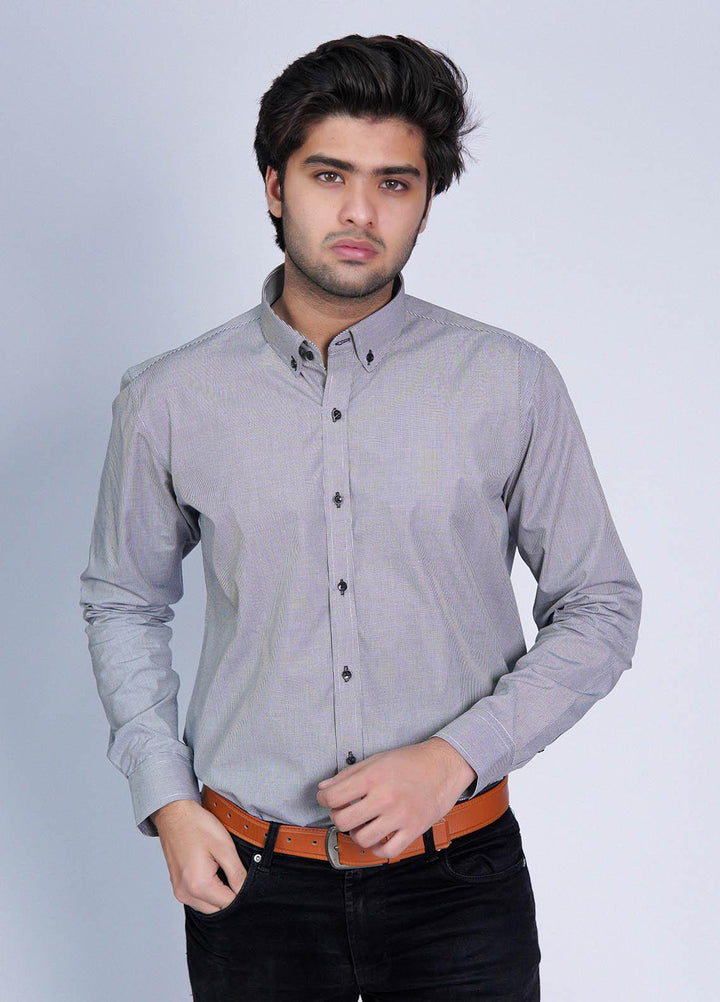 Zaeim Cotton Formal Shirt for Men -  ZM23SH Light Grey Lines Shirt