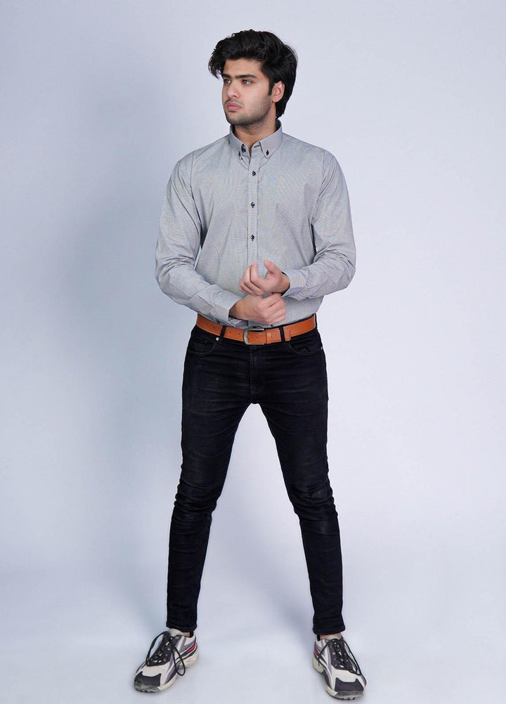 Zaeim Cotton Formal Shirt for Men -  ZM23SH Light Grey Lines Shirt