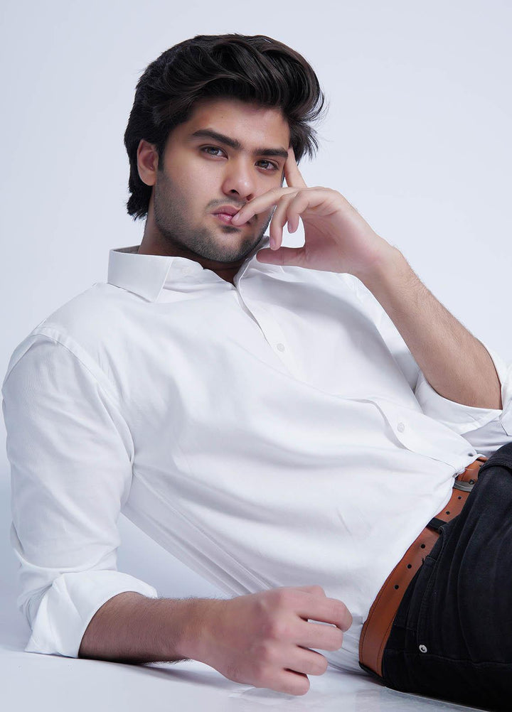Zaeim Cotton Formal Shirt for Men -  ZM23SH White Formals Shirt