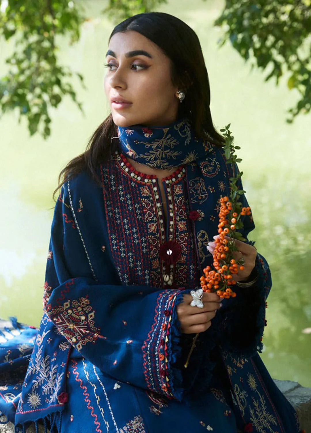 Zaha By Khadijah Shah Embroidered Jacquard Suits Unstitched 3 Piece ZL24W ZW24-15 Zarmina - Winter Collection