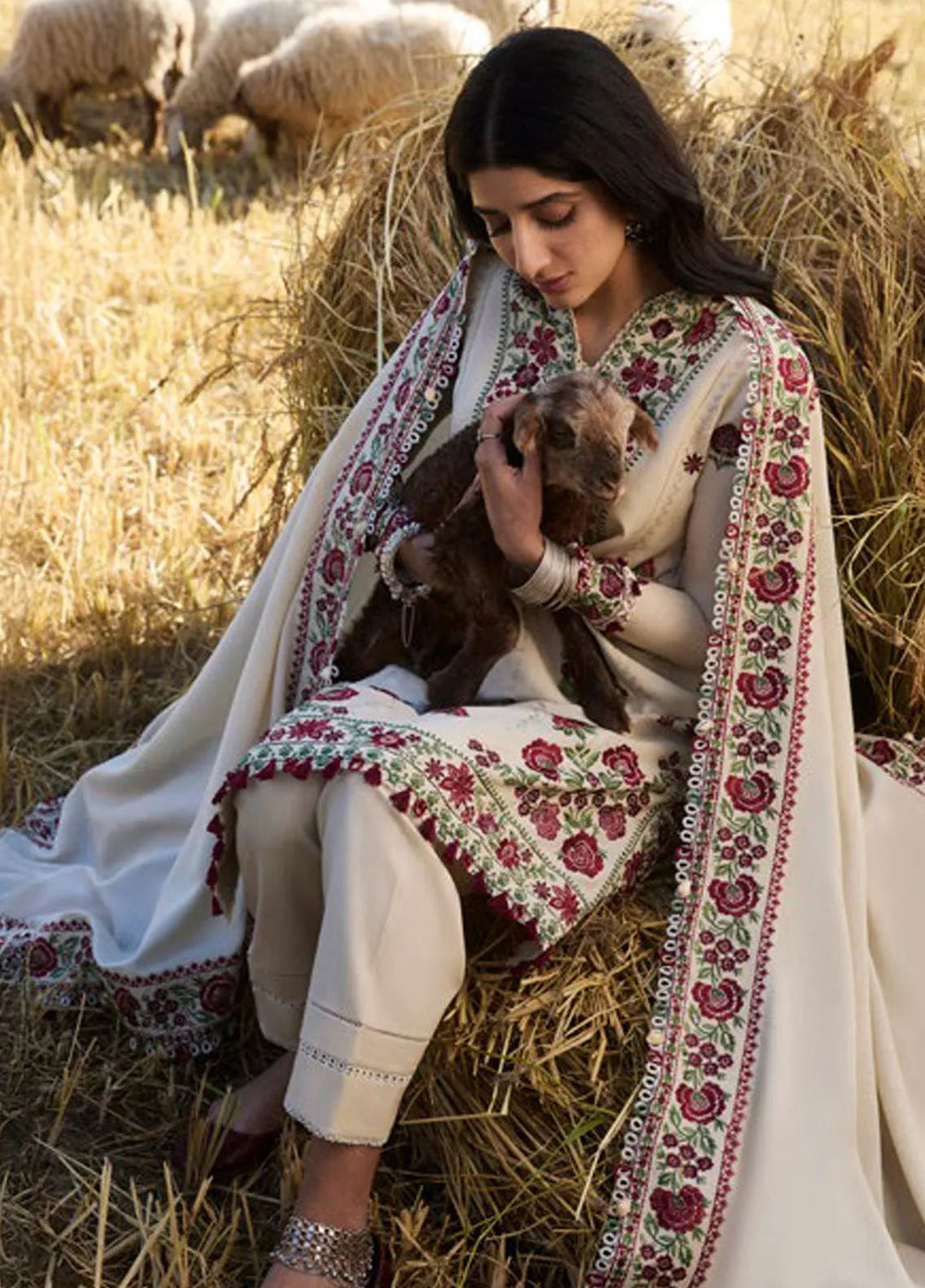 Zaha By Khadijah Shah Embroidered Karandi Suits Unstitched 3 Piece ZL24W ZW24-07 Aabroo - Winter Collection