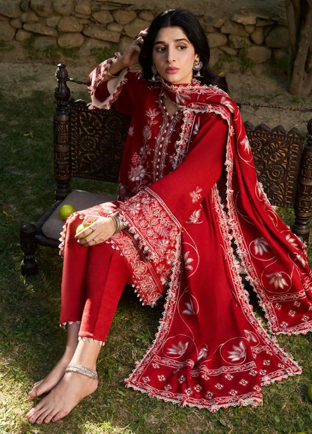 Zaha By Khadijah Shah Embroidered Khaddar Suits Unstitched 3 Piece ZL24W ZW24-02 Dilara - Winter Collection