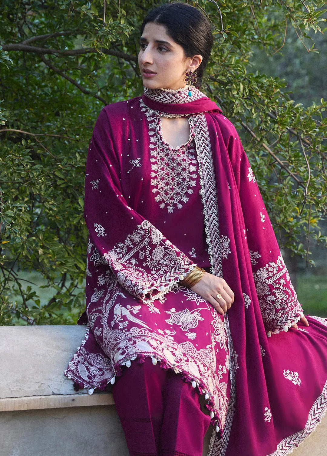 Zaha By Khadijah Shah Embroidered Khaddar Suits Unstitched 3 Piece ZL24W ZW24-12 Afreen - Winter Collection