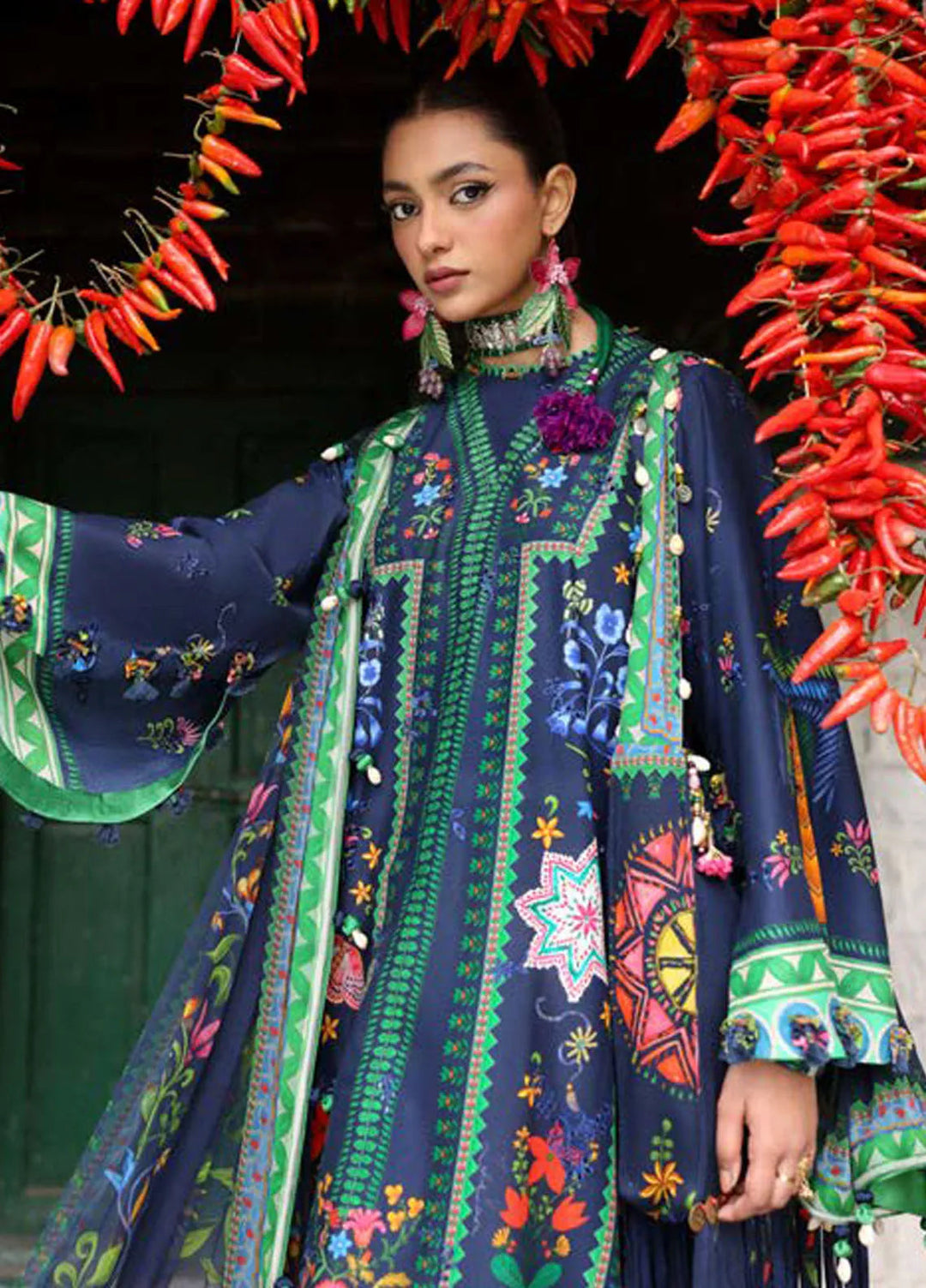 Zaha By Khadijah Shah Embroidered Lawn Suits Unstitched 3 Piece ZL25NL D-06 B Amani - Summer Collection