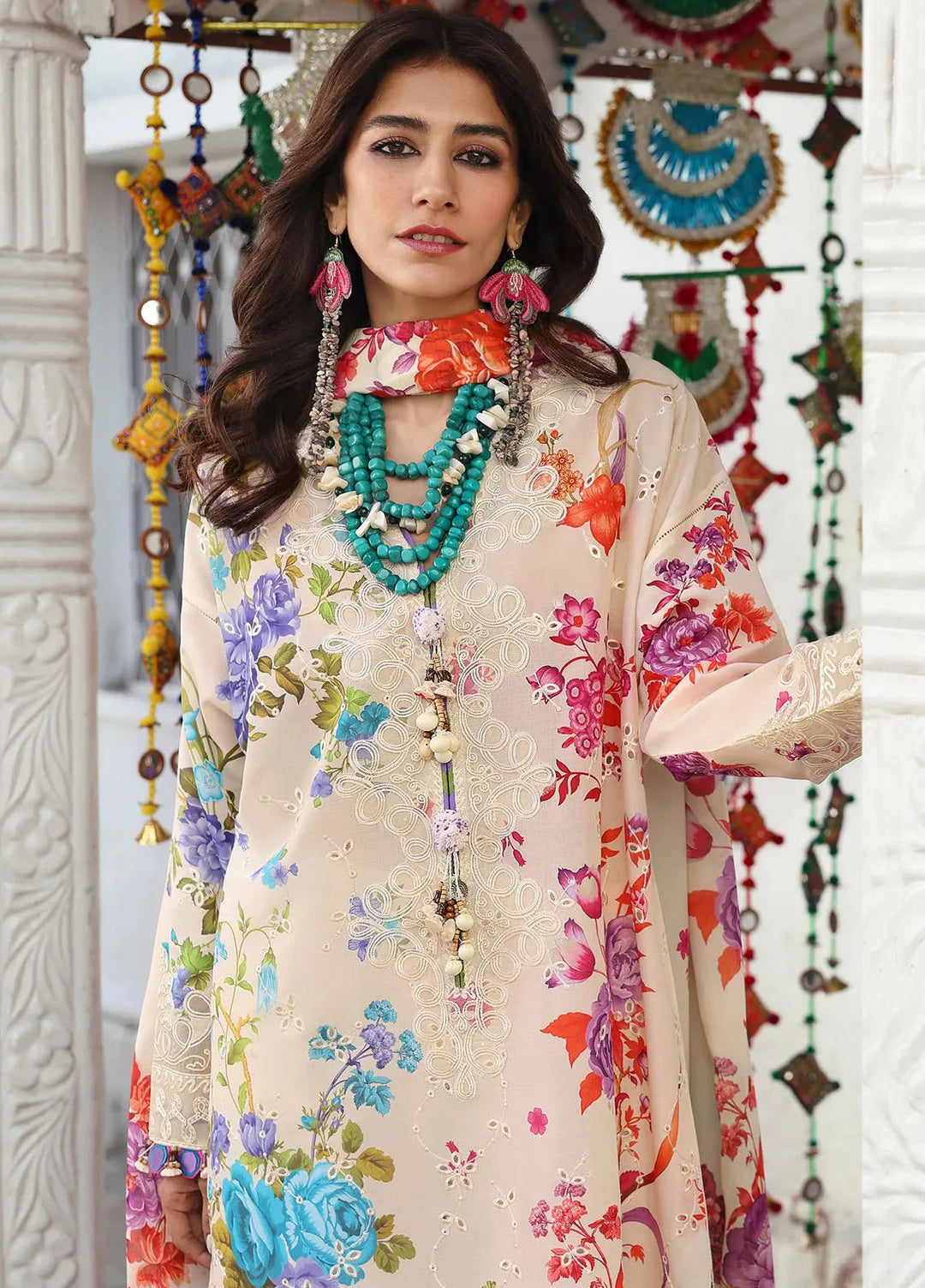 Zaha By Khadijah Shah Embroidered Lawn Suits Unstitched 3 Piece ZL25NL D-07 B Alya - Summer Collection