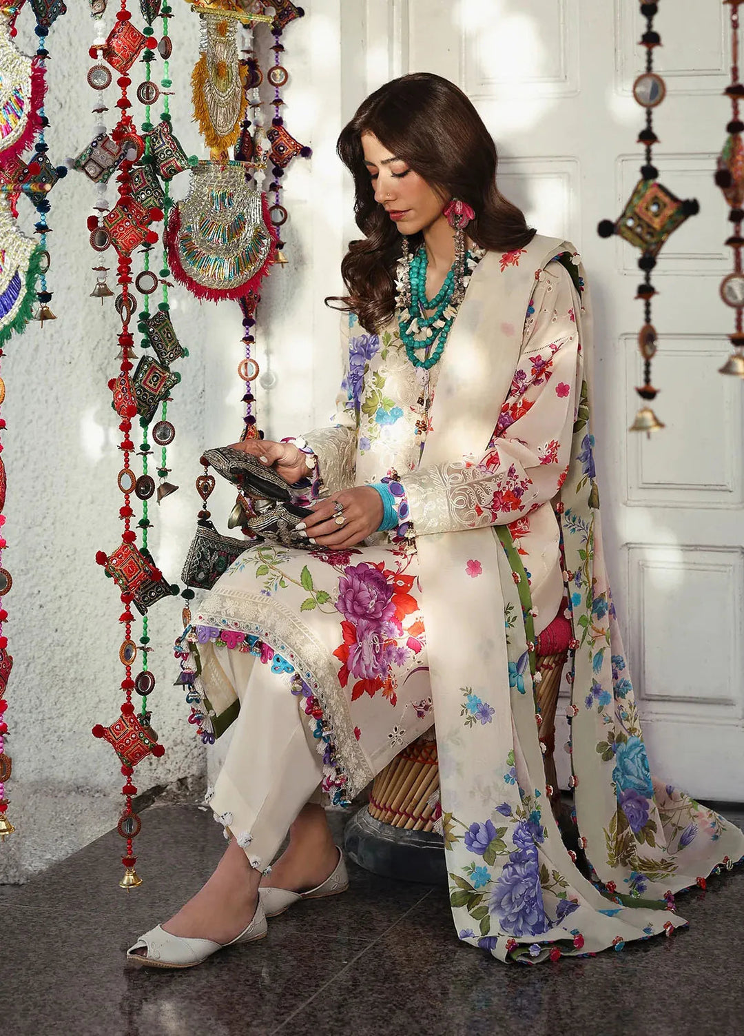 Zaha By Khadijah Shah Embroidered Lawn Suits Unstitched 3 Piece ZL25NL D-07 B Alya - Summer Collection