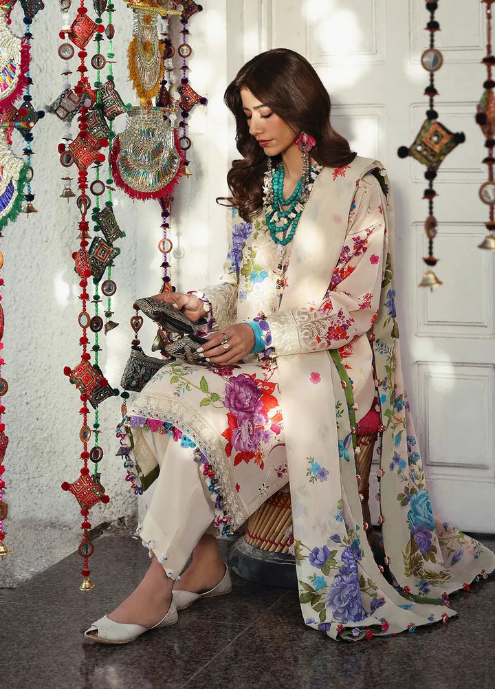 Zaha By Khadijah Shah Embroidered Lawn Suits Unstitched 3 Piece ZL25NL D-07 B Alya - Summer Collection