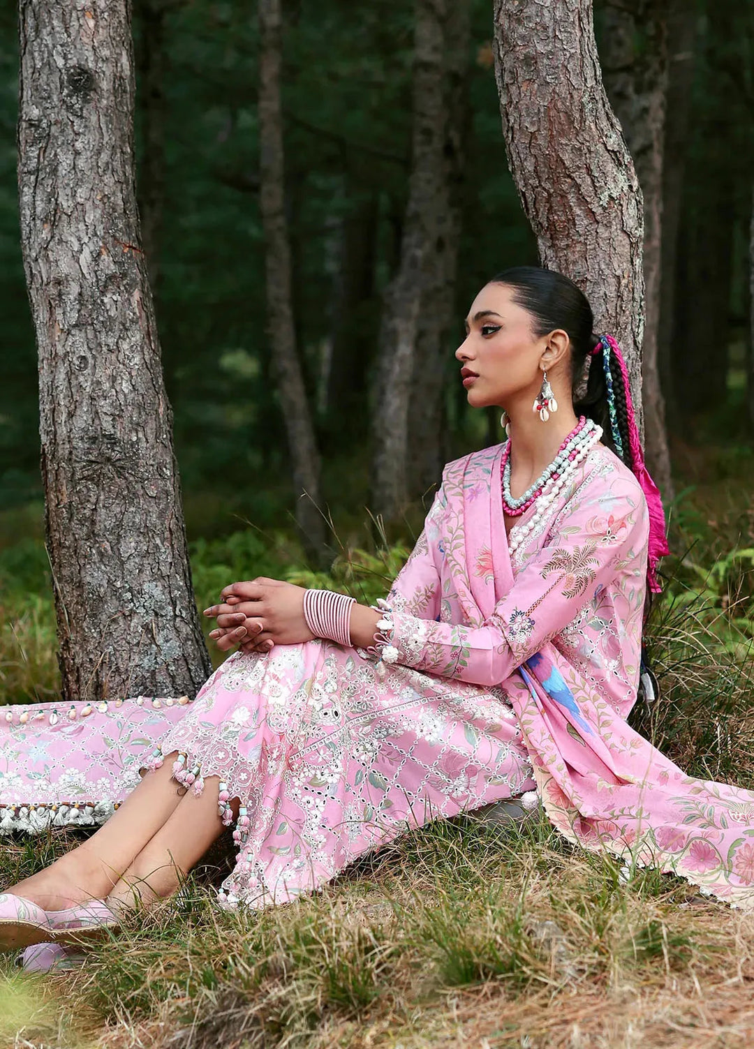 Zaha By Khadijah Shah Embroidered Lawn Suits Unstitched 3 Piece ZL25NL D-01 A Zayana - Summer Collection