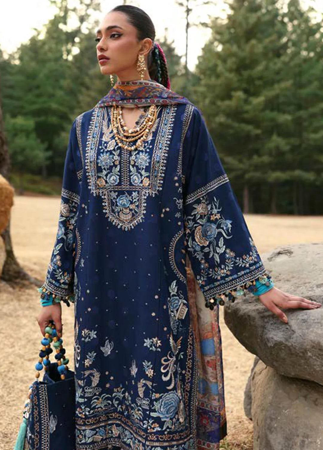 Zaha By Khadijah Shah Embroidered Lawn Suits Unstitched 3 Piece ZL25NL D-12 B Zuri - Summer Collection