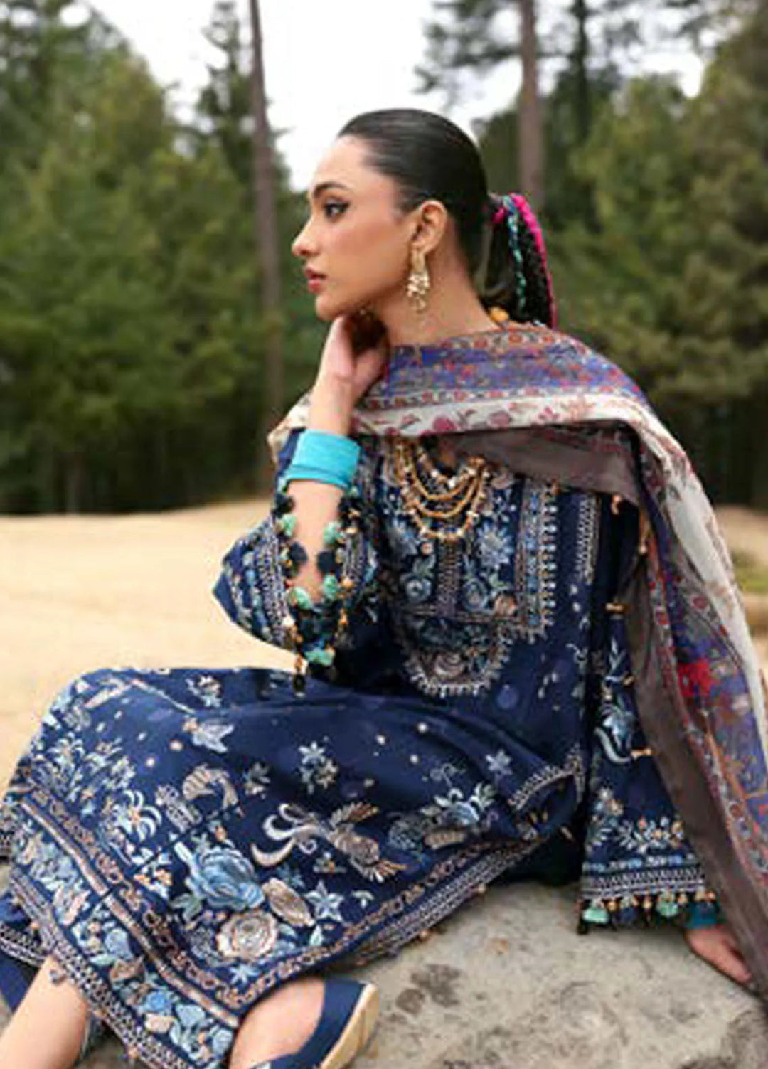 Zaha By Khadijah Shah Embroidered Lawn Suits Unstitched 3 Piece ZL25NL D-12 B Zuri - Summer Collection