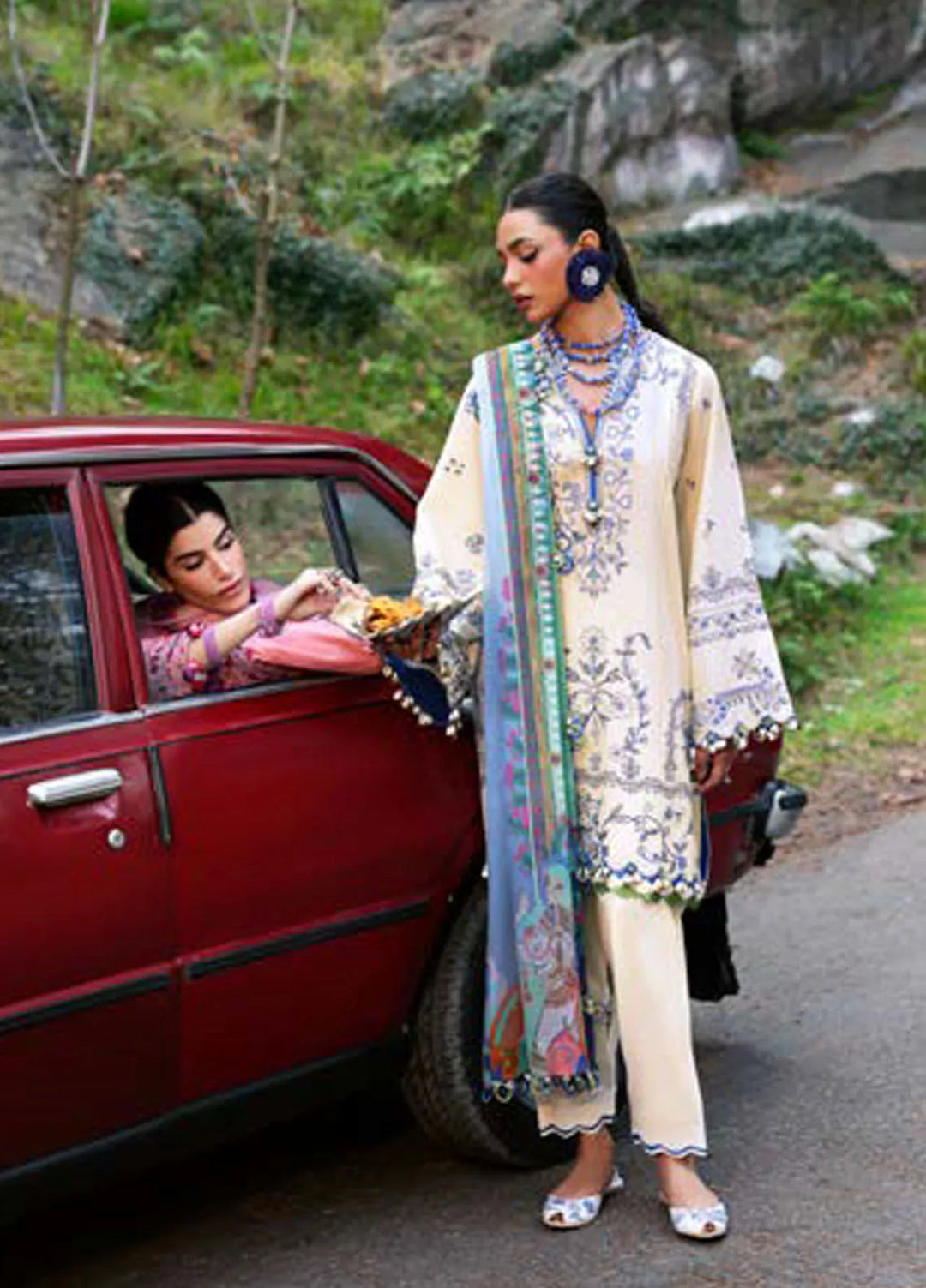 Zaha By Khadijah Shah Embroidered Lawn Suits Unstitched 3 Piece ZL25NL D-15 A Maya - Summer Collection