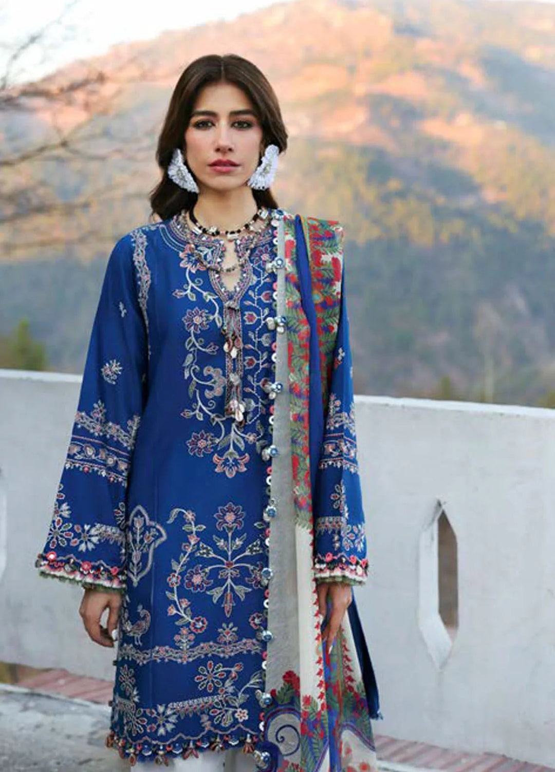 Zaha By Khadijah Shah Embroidered Lawn Suits Unstitched 3 Piece ZL25NL D-15 B Maya - Summer Collection