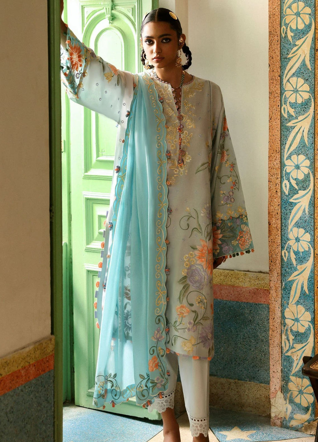 Zaha by Khadijah Shah Embroidered Lawn Suits Unstitched 3 Piece ZL25UF D-03 Shehrbano - Festive Collection
