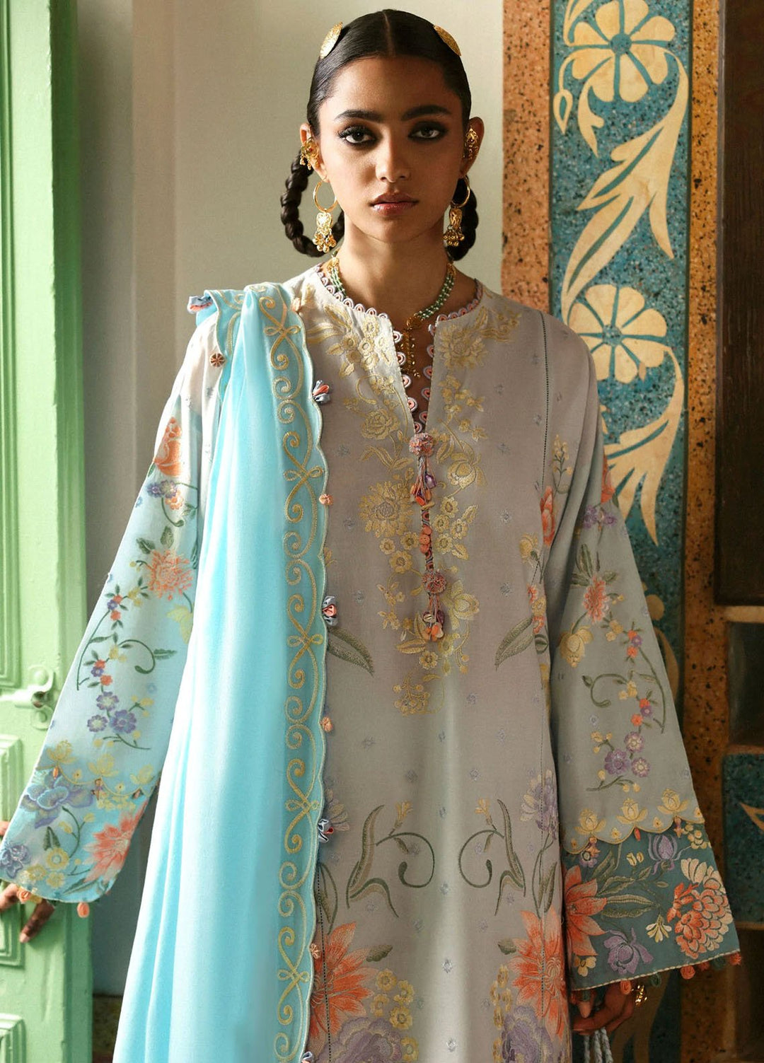Zaha by Khadijah Shah Embroidered Lawn Suits Unstitched 3 Piece ZL25UF D-03 Shehrbano - Festive Collection