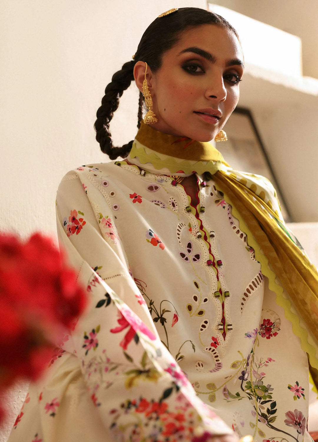 Zaha by Khadijah Shah Embroidered Lawn Suits Unstitched 3 Piece ZL25UF D-10 Chandni - Festive Collection