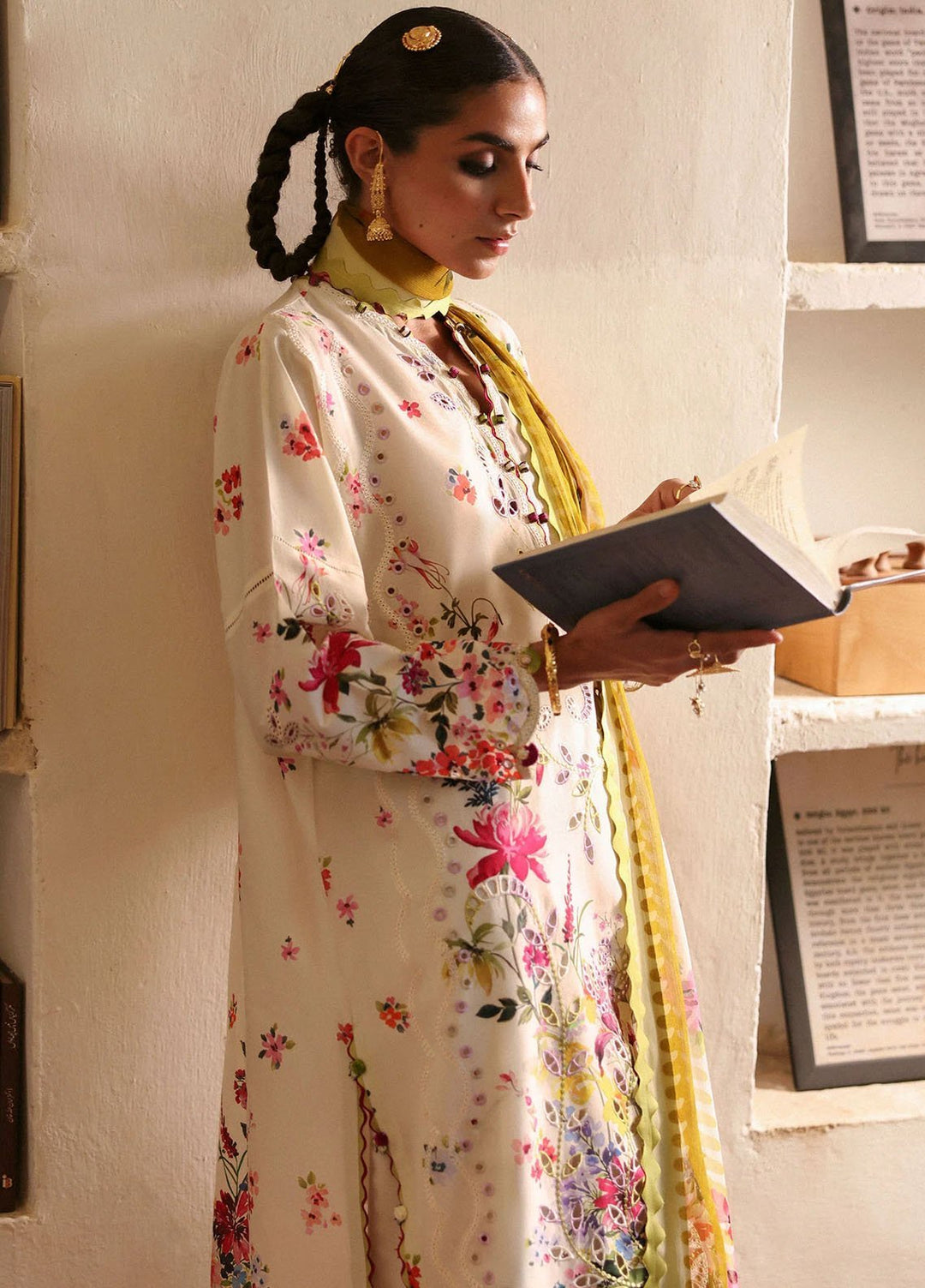 Zaha by Khadijah Shah Embroidered Lawn Suits Unstitched 3 Piece ZL25UF D-10 Chandni - Festive Collection