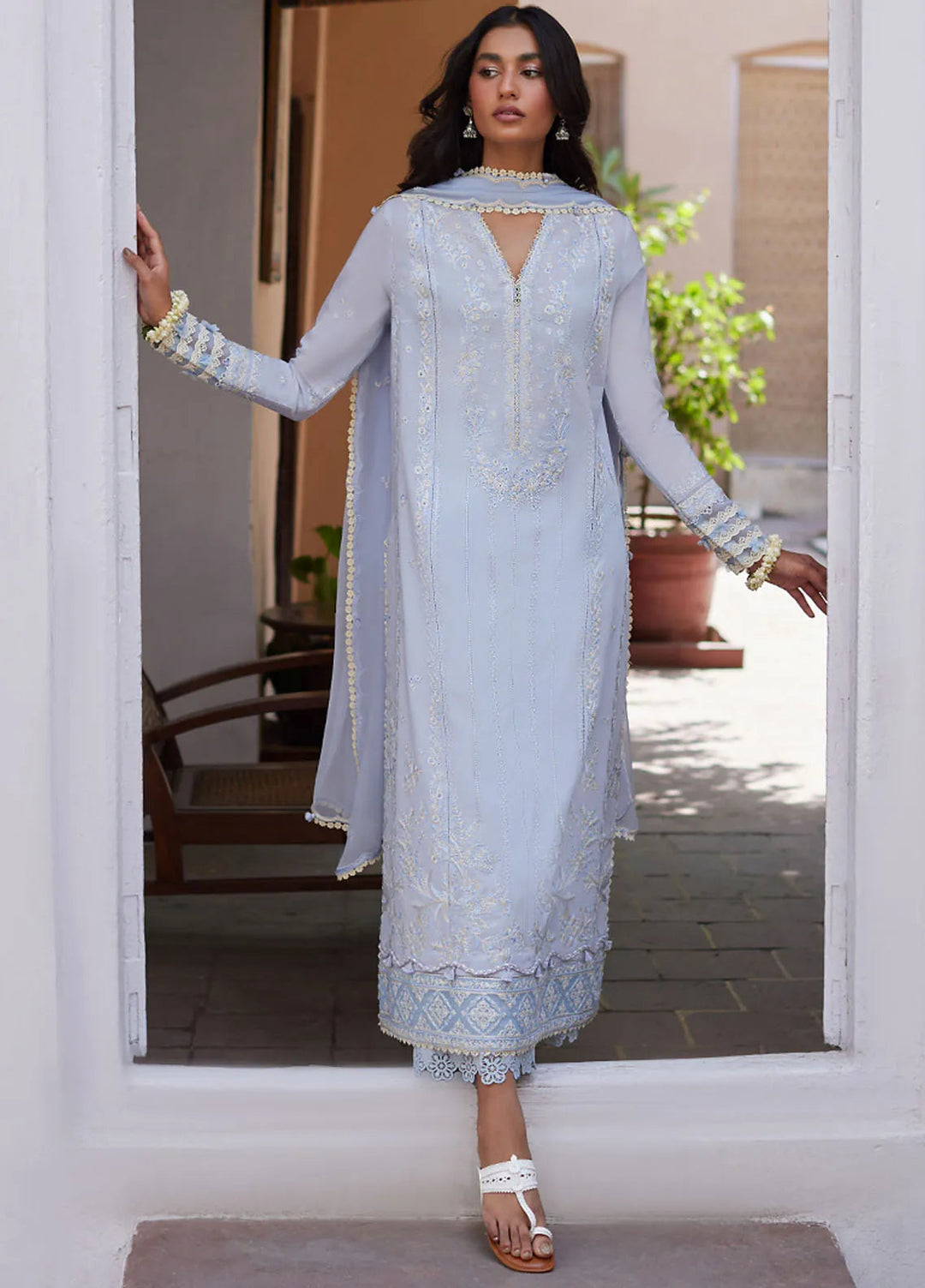 Zaha Embroidered Lawn Suit Unstitched 3 Piece ZL24F D-01 Mira - Festive Collection